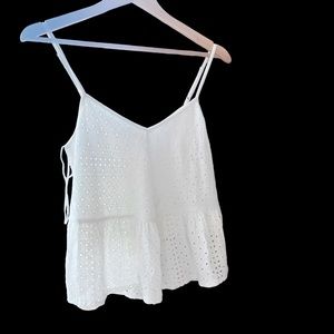 Anthropologie white eyelet cropped spaghetti strap top
